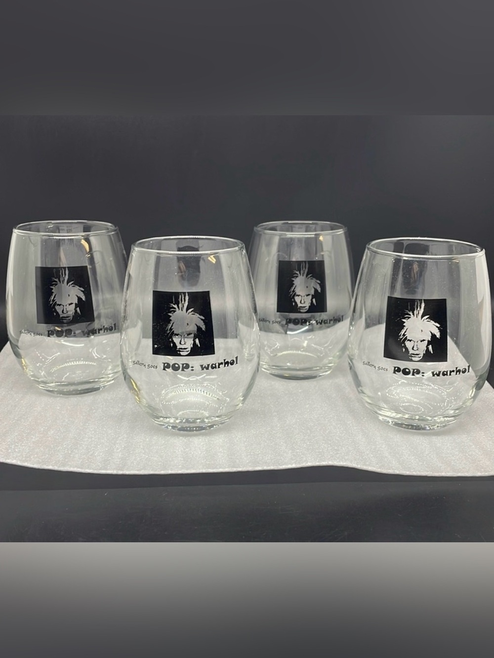 Andy Warhol Art Gallery Goes Pop Stemless Wine Glasses Set of 4